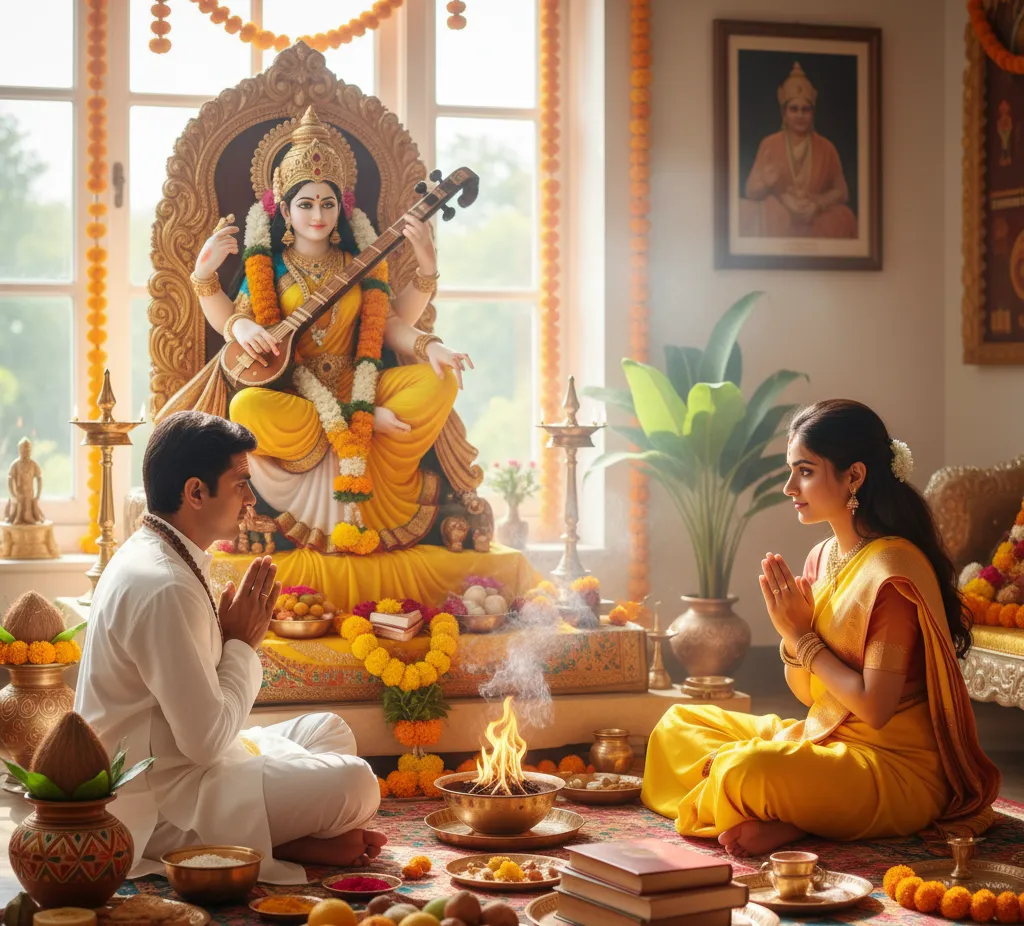 Priest performing Havan ceremony with sacred fire